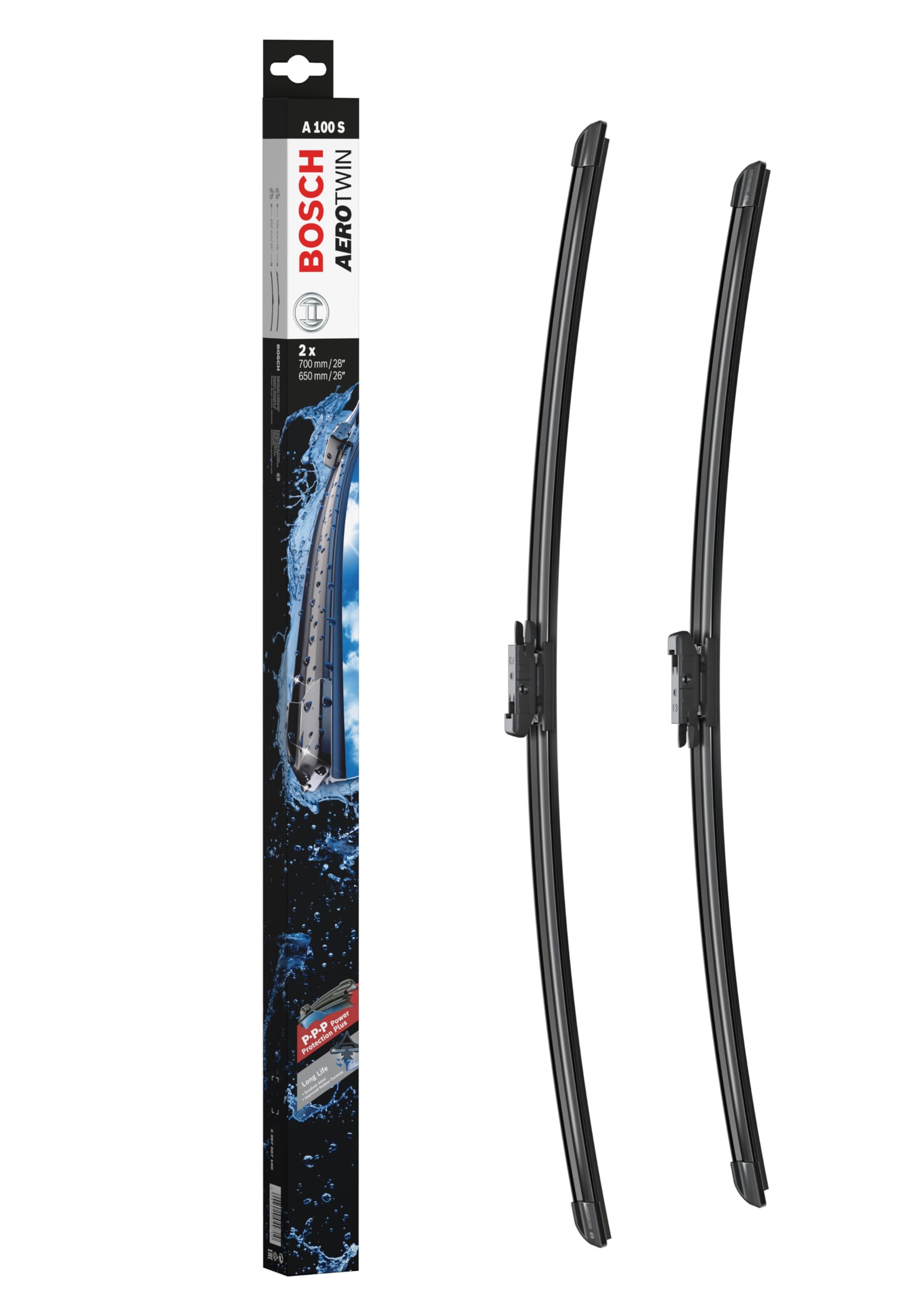 Bosch Aerotwin A100S Flachwischerblätter, Länge: 700 mm/650 mm, 1 Paar Frontbürsten von Bosch Automotive