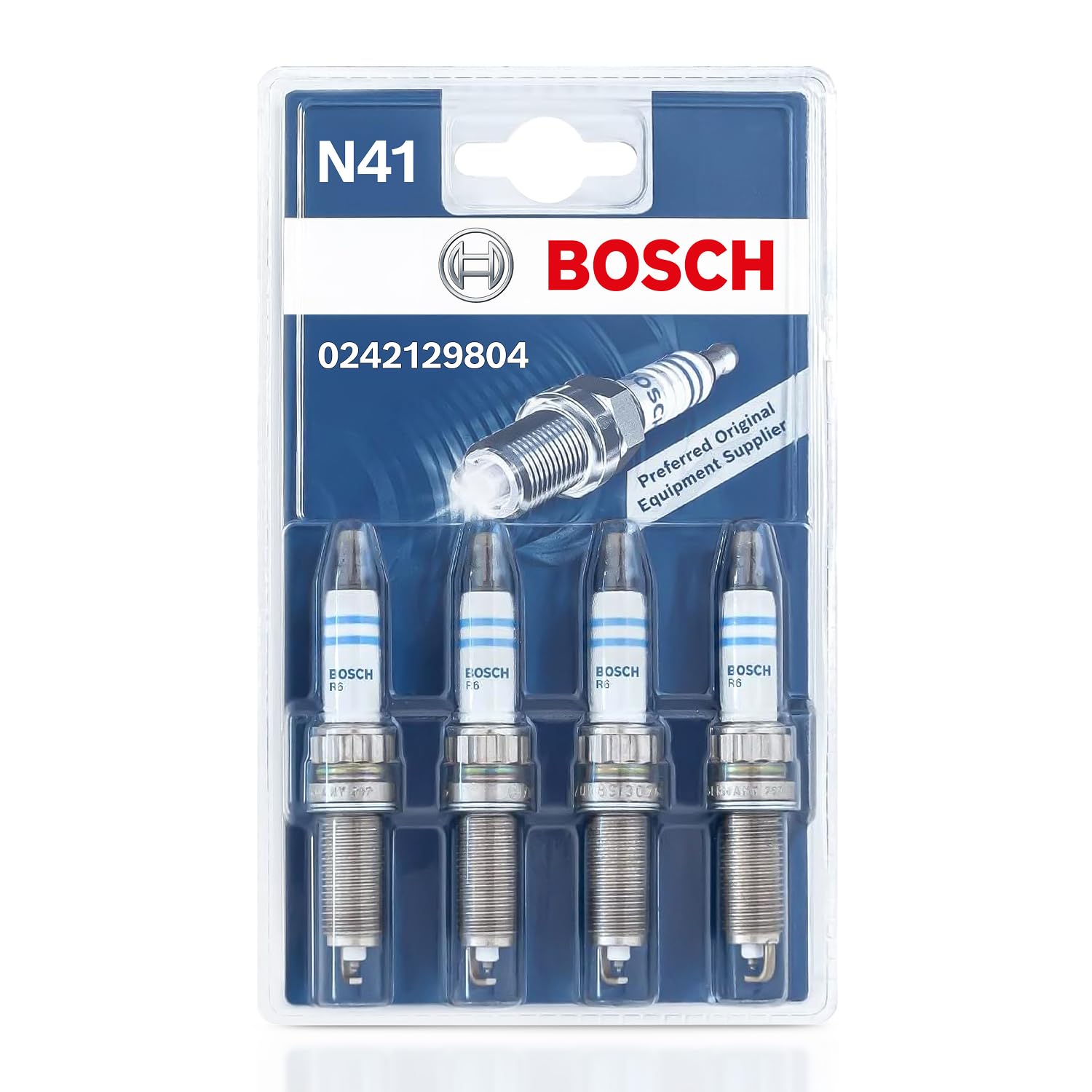 Bosch Iridium 0242129804 (N41), Zündkerzen 4er-Set - für ein zuverlässiges Kaltstartverhalten und lange Lebensdauer - mit robustem Design von Bosch Automotive