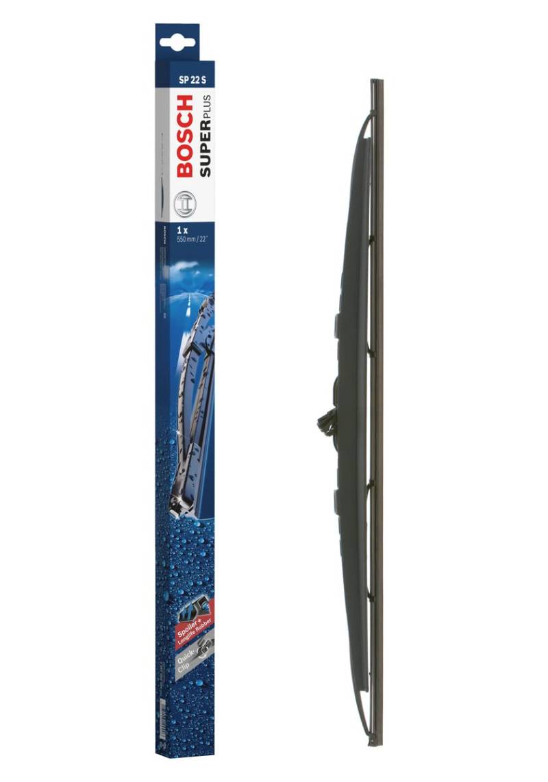 Bosch Scheibenwischer Super Plus Spoiler SP22S, Länge: 550mm − einzelner Scheibenwischer für Frontscheibe - Nur für Rechtslenker-Fahrzeuge (UK) von Bosch Automotive