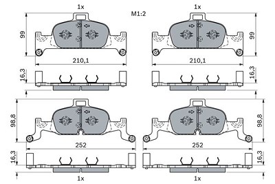 Bosch Bremsbelagsatz, Scheibenbremse [Hersteller-Nr. 0986424432] für Audi von Bosch