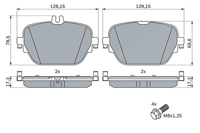 Bosch Bremsbelagsatz, Scheibenbremse [Hersteller-Nr. 0986424858] für Mercedes-Benz von Bosch