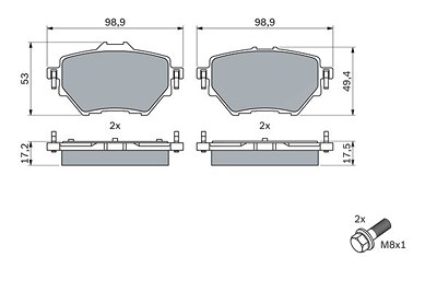 Bosch Bremsbelagsatz, Scheibenbremse [Hersteller-Nr. 0986424878] für Citroën, Toyota von Bosch