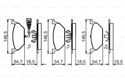 Bosch Bremsbelagsatz, Scheibenbremse [Hersteller-Nr. 0986495213] für Audi, Seat, Skoda, VW von Bosch