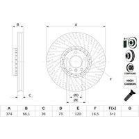 Bremsscheibe BOSCH 0 986 479 E63 vorne, belüftet, hochkarbonisiert, 1 Stück von Bosch