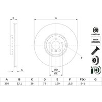 Bremsscheibe BOSCH 0 986 479 E84 vorne, belüftet, hochkarbonisiert, 1 Stück von Bosch