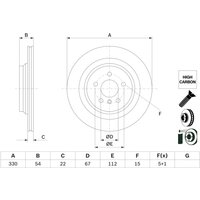 Bremsscheibe BOSCH 0 986 479 E97 hinten, belüftet, hochkarbonisiert, 1 Stück von Bosch