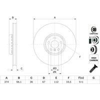 Bremsscheibe BOSCH 0 986 479 F54 vorne, belüftet, hochkarbonisiert, 1 Stück von Bosch