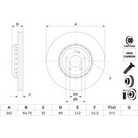 Bremsscheibe BOSCH 0 986 479 G35 vorne, belüftet, hochkarbonisiert, 1 Stück Bremsscheibe BOSCH 0 986 479 G35 vorne, belüftet, hochkarbonisiert, 1 Stück von Bosch