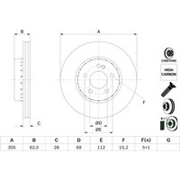 Bremsscheibe BOSCH 0 986 479 H46 vorne, belüftet, hochkarbonisiert, 1 Stück Bremsscheibe BOSCH 0 986 479 H46 vorne, belüftet, hochkarbonisiert, 1 Stück von Bosch