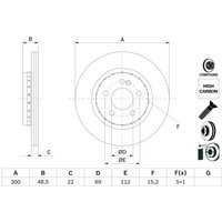 Bremsscheibe BOSCH 0 986 479 H50 hinten, belüftet, hochkarbonisiert, 1 Stück Bremsscheibe BOSCH 0 986 479 H50 hinten, belüftet, hochkarbonisiert, 1 Stück von Bosch