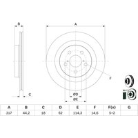 Bremsscheibe BOSCH 0 986 479 H19 hinten, belüftet, 1 Stück von Bosch