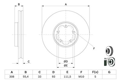 Bosch Bremsscheibe [Hersteller-Nr. 0986479D40] für Ford von Bosch