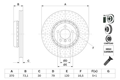 Bosch Bremsscheibe [Hersteller-Nr. 0986479E21] für BMW von Bosch