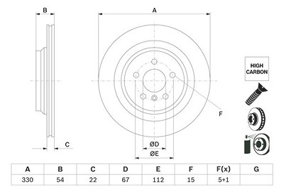 Bosch 1x Bremsscheibe [Hersteller-Nr. 0986479E97] für Mercedes-Benz von Bosch