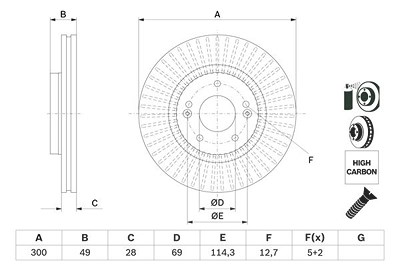 Bosch 1x Bremsscheibe [Hersteller-Nr. 0986479F19] für Kia von Bosch