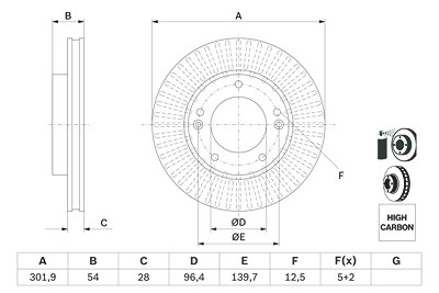 Bosch Bremsscheibe [Hersteller-Nr. 0986479F20] für Kia von Bosch