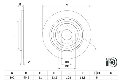 Bosch 1x Bremsscheibe [Hersteller-Nr. 0986479F79] für Ford von Bosch