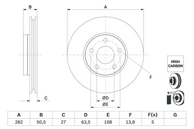 Bosch 1x Bremsscheibe [Hersteller-Nr. 0986479F81] für Ford von Bosch