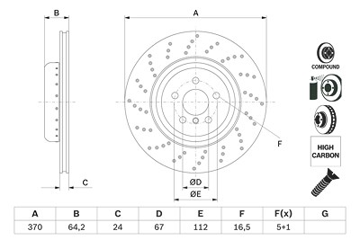Bosch 1x Bremsscheibe [Hersteller-Nr. 0986479G12] für BMW von Bosch