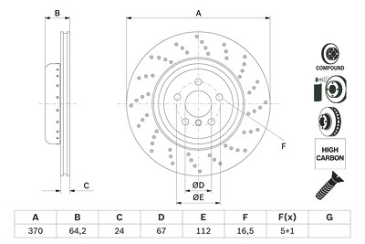 Bosch 1x Bremsscheibe [Hersteller-Nr. 0986479G13] für BMW von Bosch