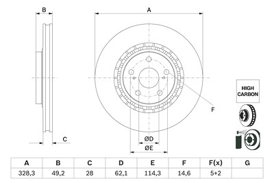 Bosch 1x Bremsscheibe [Hersteller-Nr. 0986479G63] für Lexus, Toyota von Bosch