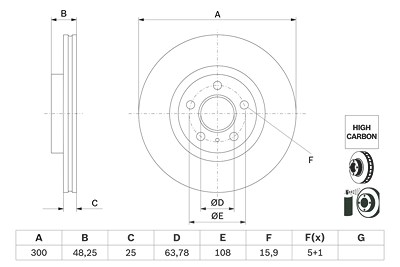 Bosch Bremsscheibe [Hersteller-Nr. 0986479G68] für Ford von Bosch