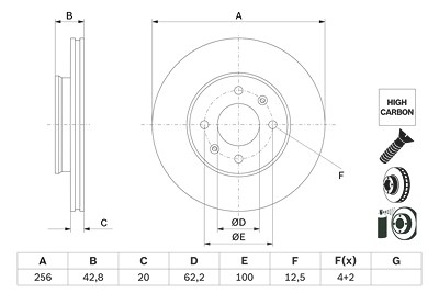 Bosch 1x Bremsscheibe [Hersteller-Nr. 0986479G86] für Kia von Bosch