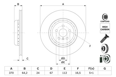 Bosch 1x Bremsscheibe [Hersteller-Nr. 0986479G99] für BMW von Bosch