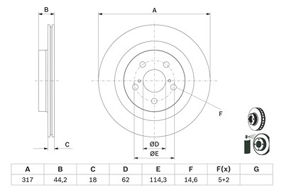 Bosch 1x Bremsscheibe [Hersteller-Nr. 0986479H19] für Lexus, Suzuki, Toyota von Bosch