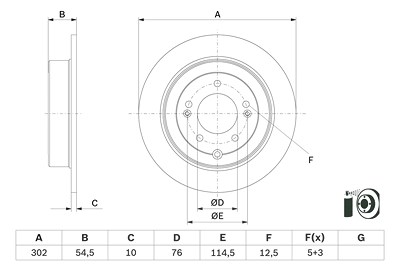 Bosch Bremsscheibe Hinterachse Voll [Hersteller-Nr. 0986479E45] für Hyundai, Kia von Bosch