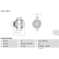 Drehstromgenerator BOSCH 0 986 044 020 von Bosch