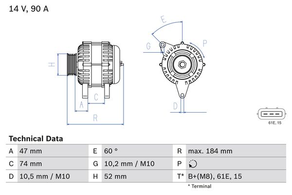 Generator Bosch 0 986 041 190 von Bosch