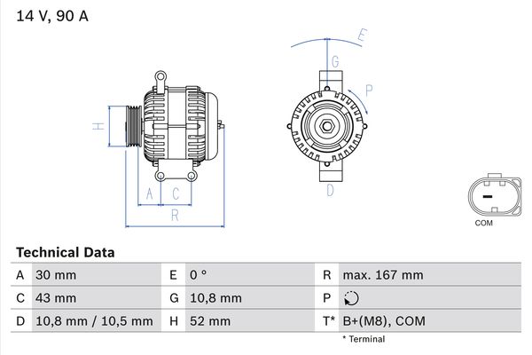 Generator Bosch 0 986 080 500 von Bosch