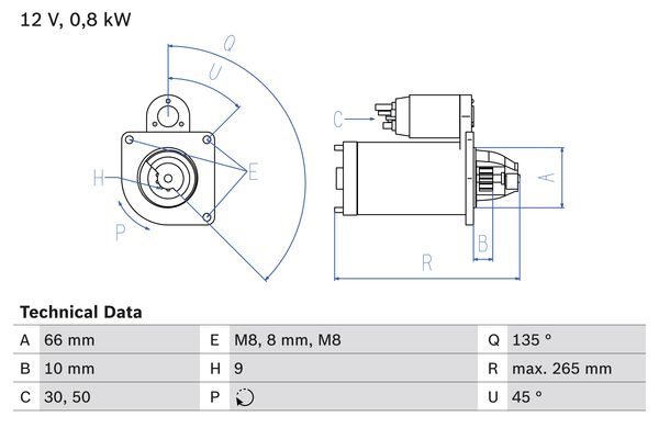 Starter Bosch 0 986 011 830 von Bosch