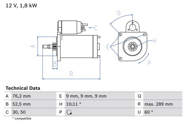 Starter Bosch 0 986 016 190 von Bosch