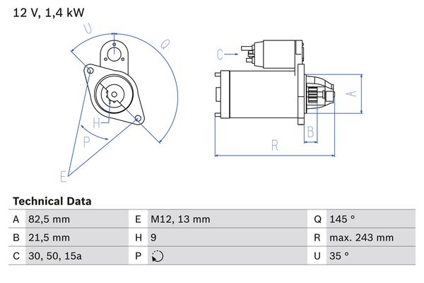 Starter Bosch 0 986 018 190 von Bosch
