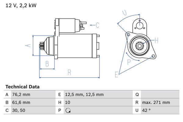 Starter Bosch 0 986 020 270 von Bosch