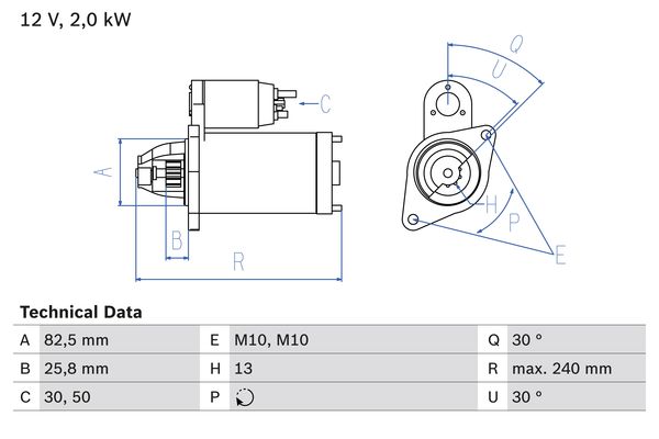 Starter Bosch 0 986 023 000 von Bosch