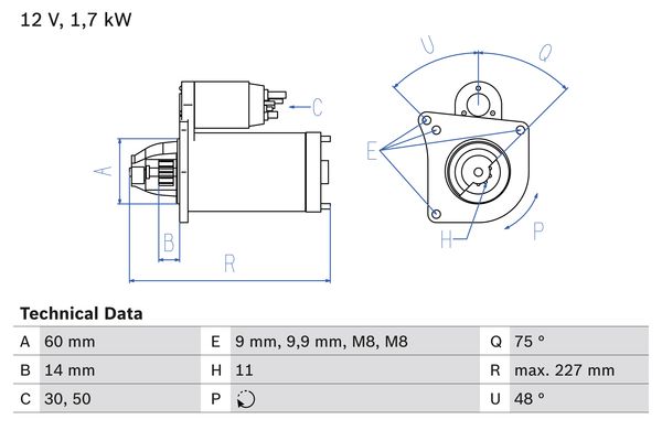 Starter Bosch 0 986 023 050 von Bosch
