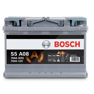 Bosch Starterbatterie 70Ah 760A [Hersteller-Nr. 0092S5A080] für Smart, Ssangyong, Subaru, Suzuki, Toyota, Vauxhall, Volvo, VW, Wiesmann, Ac, Alfa Rome von Bosch