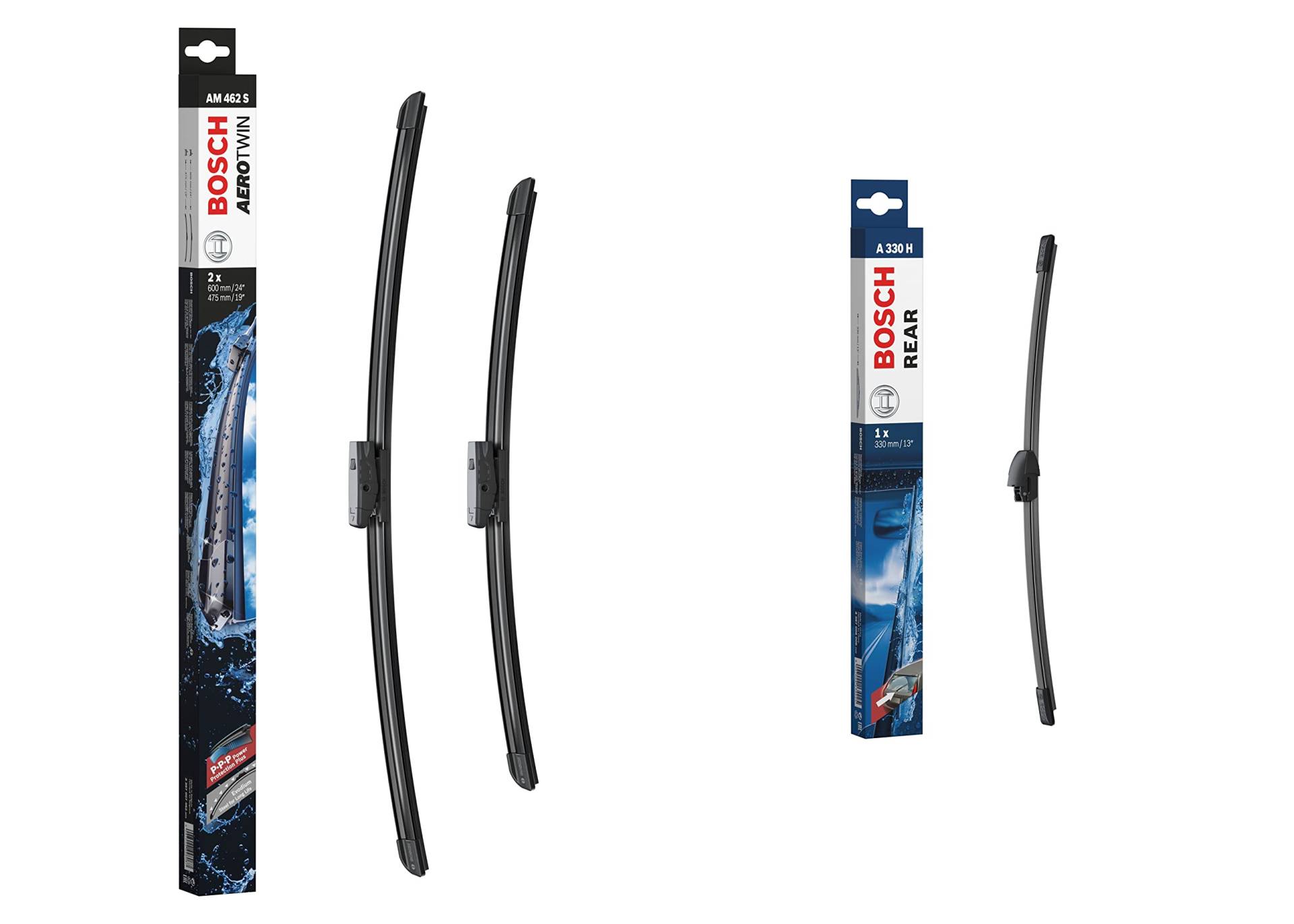 Wischblatt Satz Aerotwin AM462S + Bosch A330H Rear Heckscheiben-Wischer Wischblatt Satz Aerotwin AM462S + Bosch A330H Rear Heckscheiben-Wischer von Bosch
