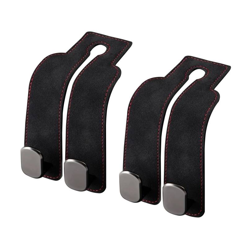Bosmsaslad 2 Stücke Auto Lagerung Haken, Haken Rücksitz Kopfstütze, Autohaken aus Leder Universal, Doppelhaken für Autositzrückseite, Rücksitzhaken Kleiderbügel Handtaschenhalter Taschenhaken von Bosmsaslad