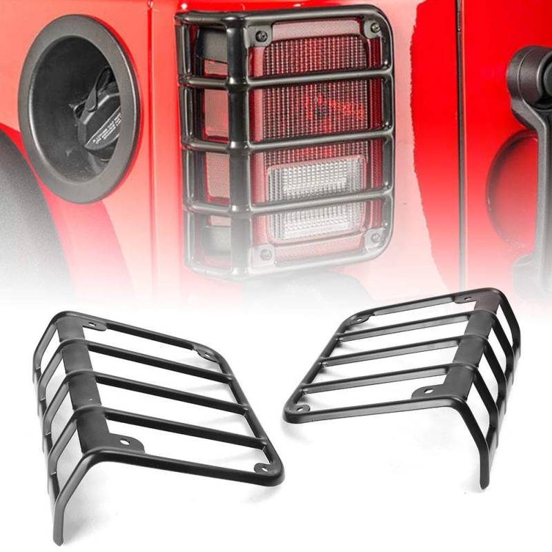 Bosmutus Compatible with Jeep Wrangler Tail Light Guard | Stainless Steel Powder Coated Brake Light Assembly Cover | 2007 – 2018 JK Unlimited [1 Pair] von Bosmutus