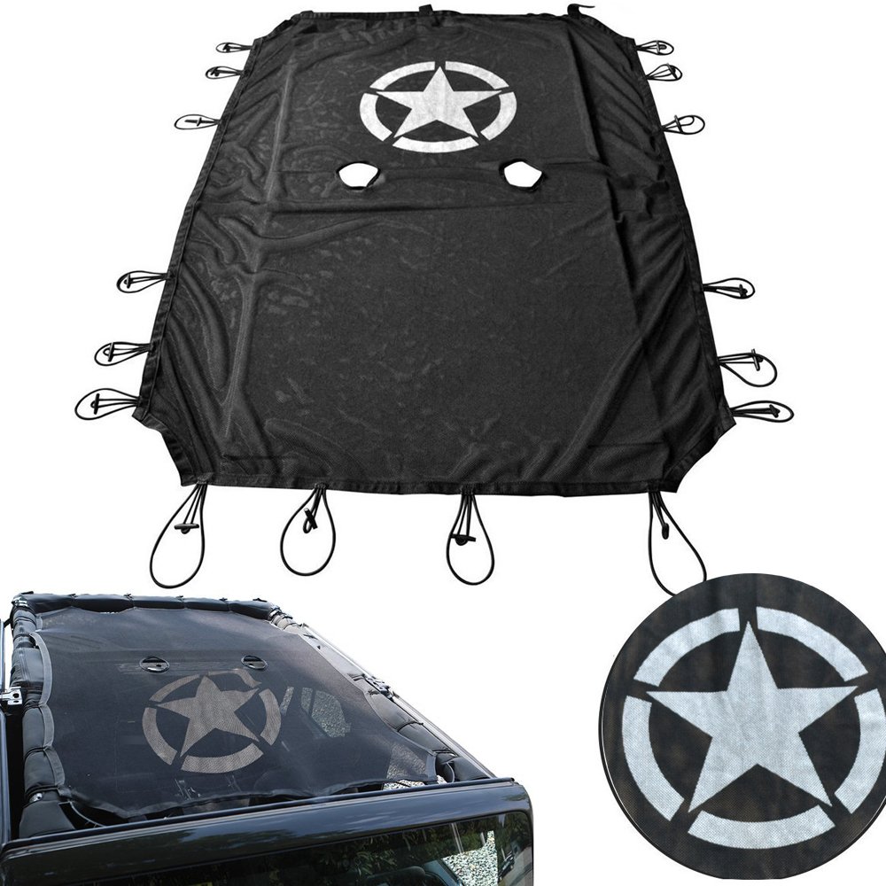 Wrangler Bikini Soft Top, passend für Wrangler JK TJ CJ YJ JL1987-2017 (4 Tür), Sahara, Rubicon, Sport, JKU, Unlimited 5Stars Mesh-Bikini Sonnenschutz Komplettabdeckung UV-Schutz von Bosmutus