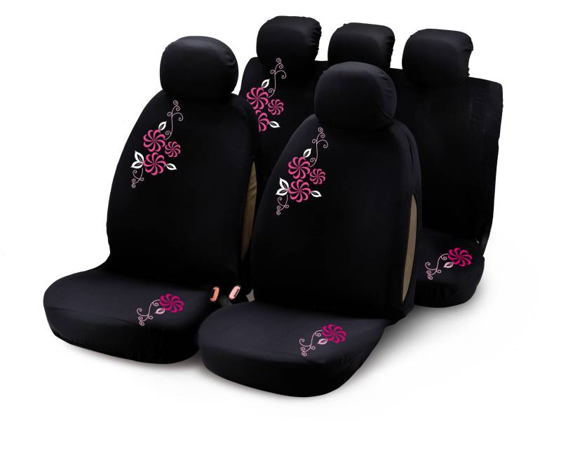 Bottari 29010 Sitzbezüge My Flower Swivel mit pinken Blumen, 9 Teile, Schwarz von Bottari