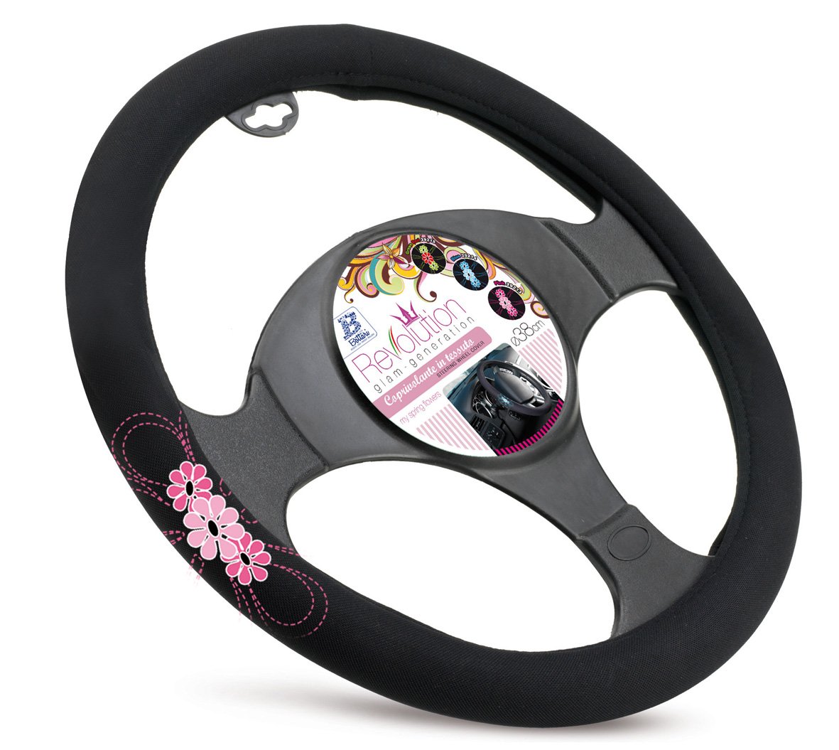 Bottari 29213 Lenkradbezug My Spring Flower mit Pinken Blumen, Durchmesser : 38 cm, Schwarz Bottari 29213 Lenkradbezug My Spring Flower mit Pinken Blumen, Durchmesser : 38 cm, Schwarz von Bottari