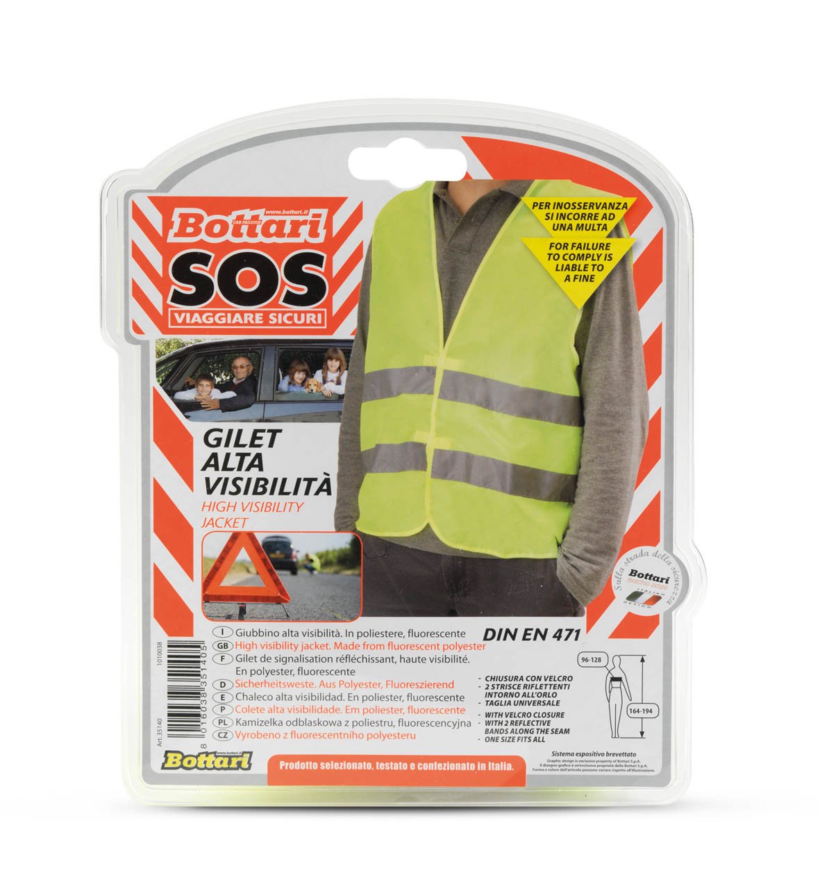 Bottari S.O.S. 35140 Zugelassene Warnweste nach DIN EN471 Bottari S.O.S. 35140 Zugelassene Warnweste nach DIN EN471 von Bottari