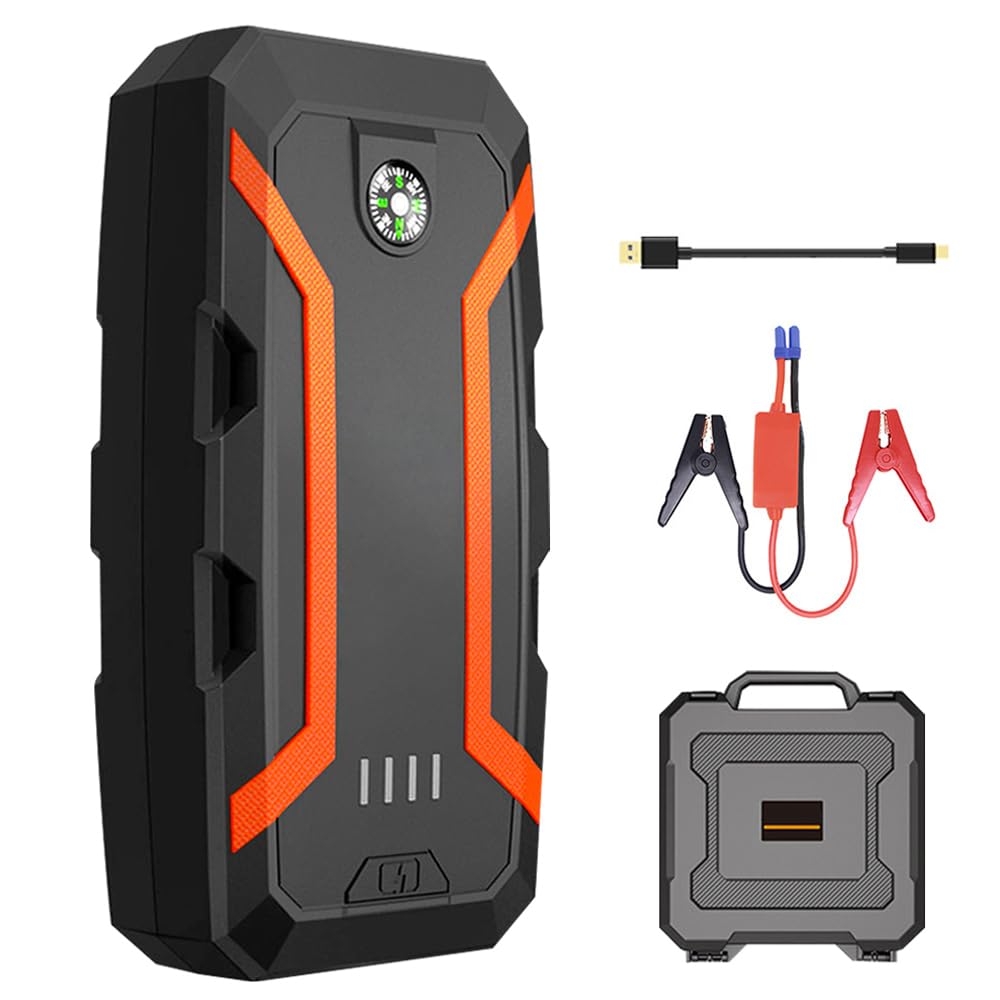2000A Starthilfe Power Pack Auto Zubehör für 12V Fahrzeuge, 6.0L Gas und 4.0L Diesel Motoren, Autobatterie Booster Starthilfe mit Schnellladung Dual USB, LED Taschenlampe, Kompass 2000A Starthilfe Power Pack Auto Zubehör für 12V Fahrzeuge, 6.0L Gas und 4.0L Diesel Motoren, Autobatterie Booster Starthilfe mit Schnellladung Dual USB, LED Taschenlampe, Kompass von Bouncy