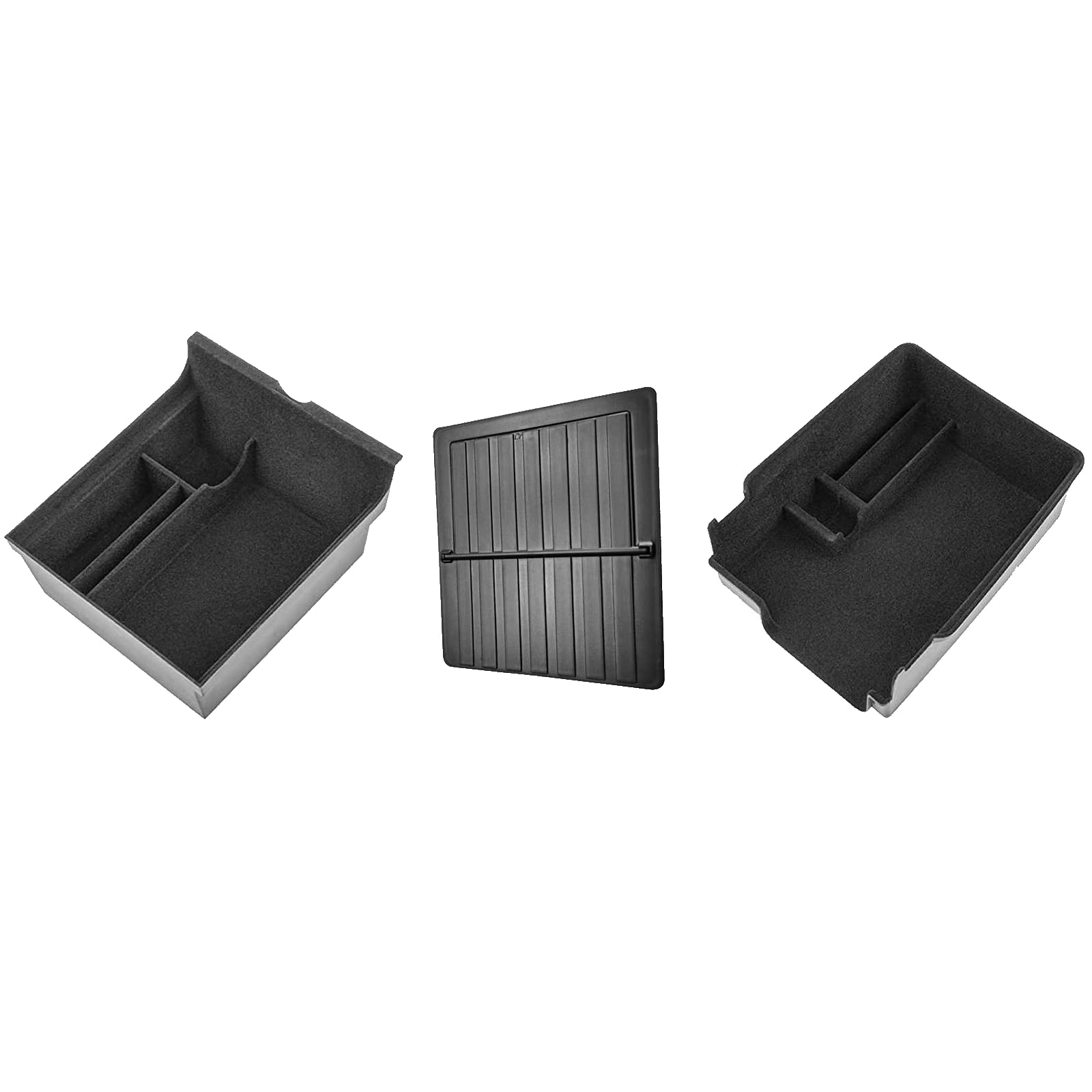 3 PCS für Tesla Model 3 Model Y 2021 2022 2023 Mittelkonsole Organizer Armlehne Ablage Armlehne Versteckt Stauraum Box Beflockte Aufbewahrungsbox Tesla Zubehör von Bowfar