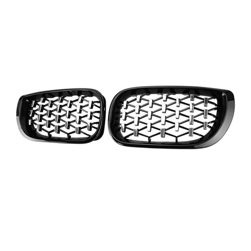 1 Paar Auto-Front-Nierengrill Diamant-Kühlergrill Für 3er E46 318i 320i 325i 4-Türer 4DR 2002 2003 2004 2005 Renngrill Kühlergitter Auto Kühlergrill Frontgrill(Black and Silver) von Bpjikxf